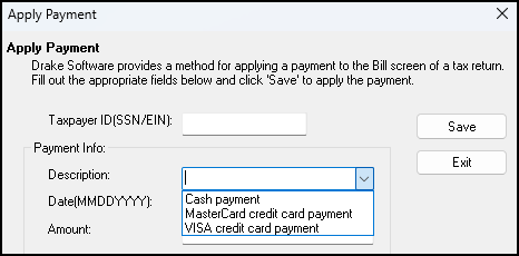 Image of Apply Payment Dialog Box